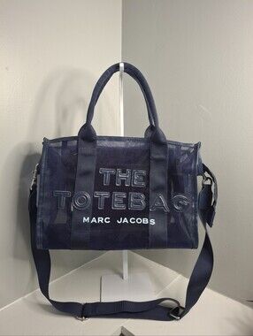 Marc Jacobs THE TOTE BAG mesh  Medium Navy Blue Crossbody Satchel EUC Like New